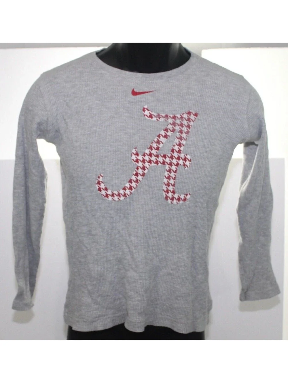 Nike Alabama Crimson Tide Gray Thermal Knit LongSleeve T Shirt Womens Small 8/10